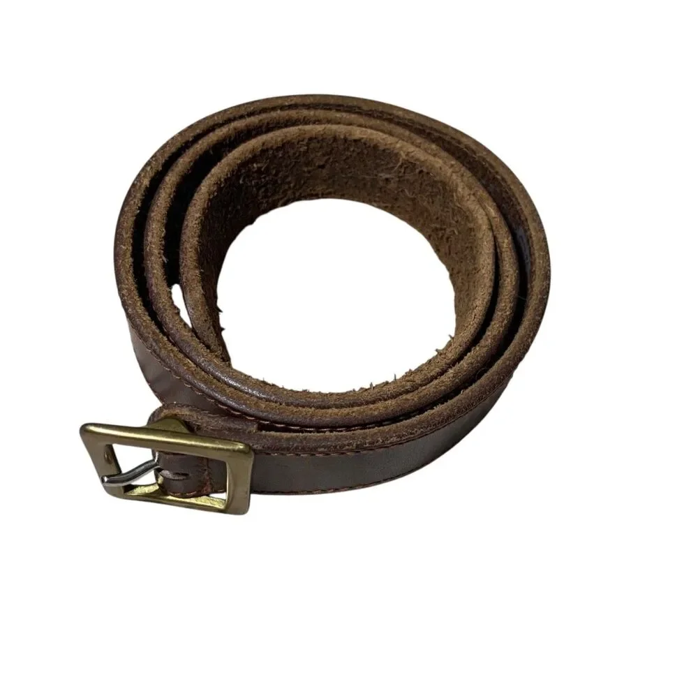 Vintage Gap Mens Brown Italian Leather Belt 34 Casual Brass Buckle